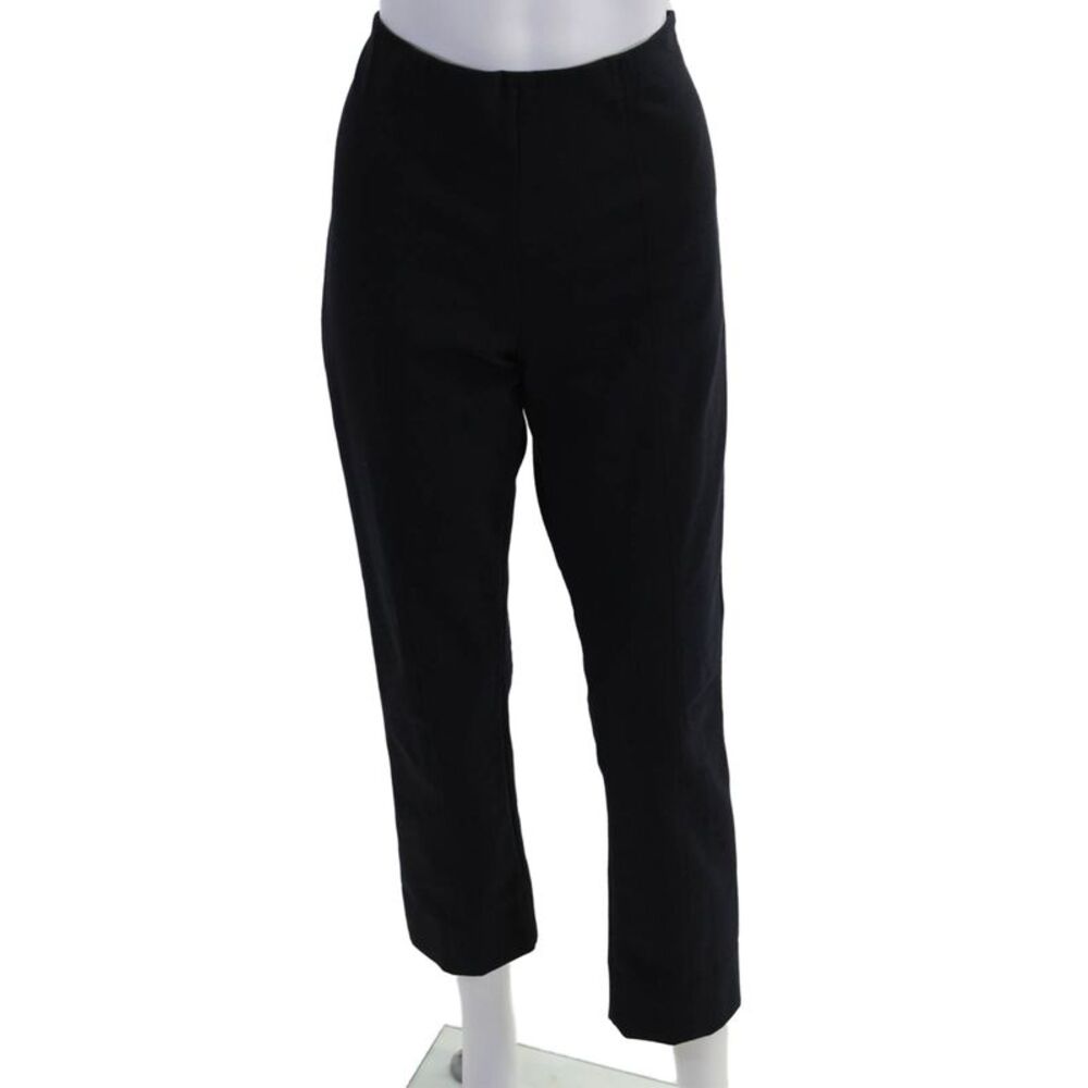 Vince Womens Ankle Cropped Dress Pants Black Zip 45% Cotton Size L